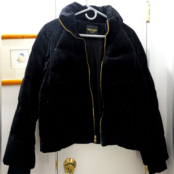 Juicy Couture Jackets & Blazers - Juicy Couture velour puffer jacket black gently worn
